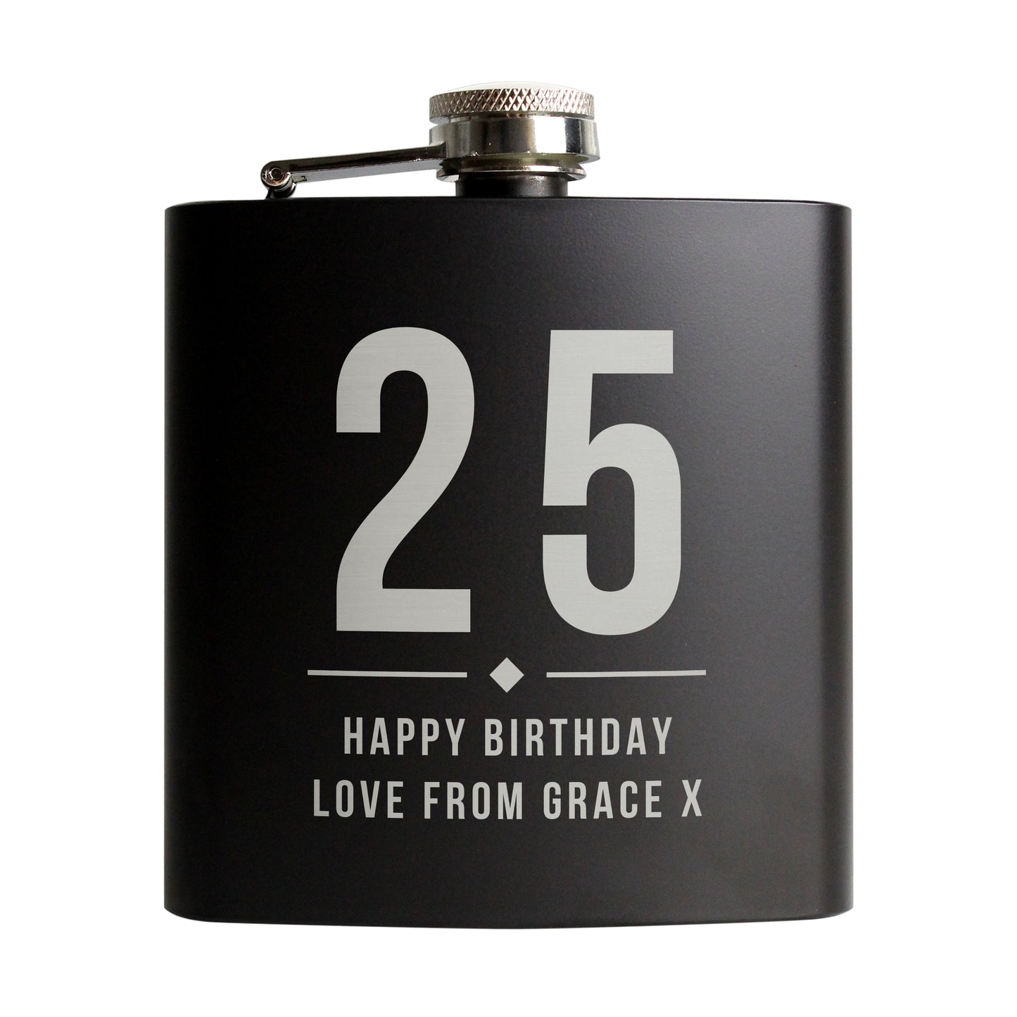 Personalised Big Numbers Black Hip Flask - MK&JD Gifts