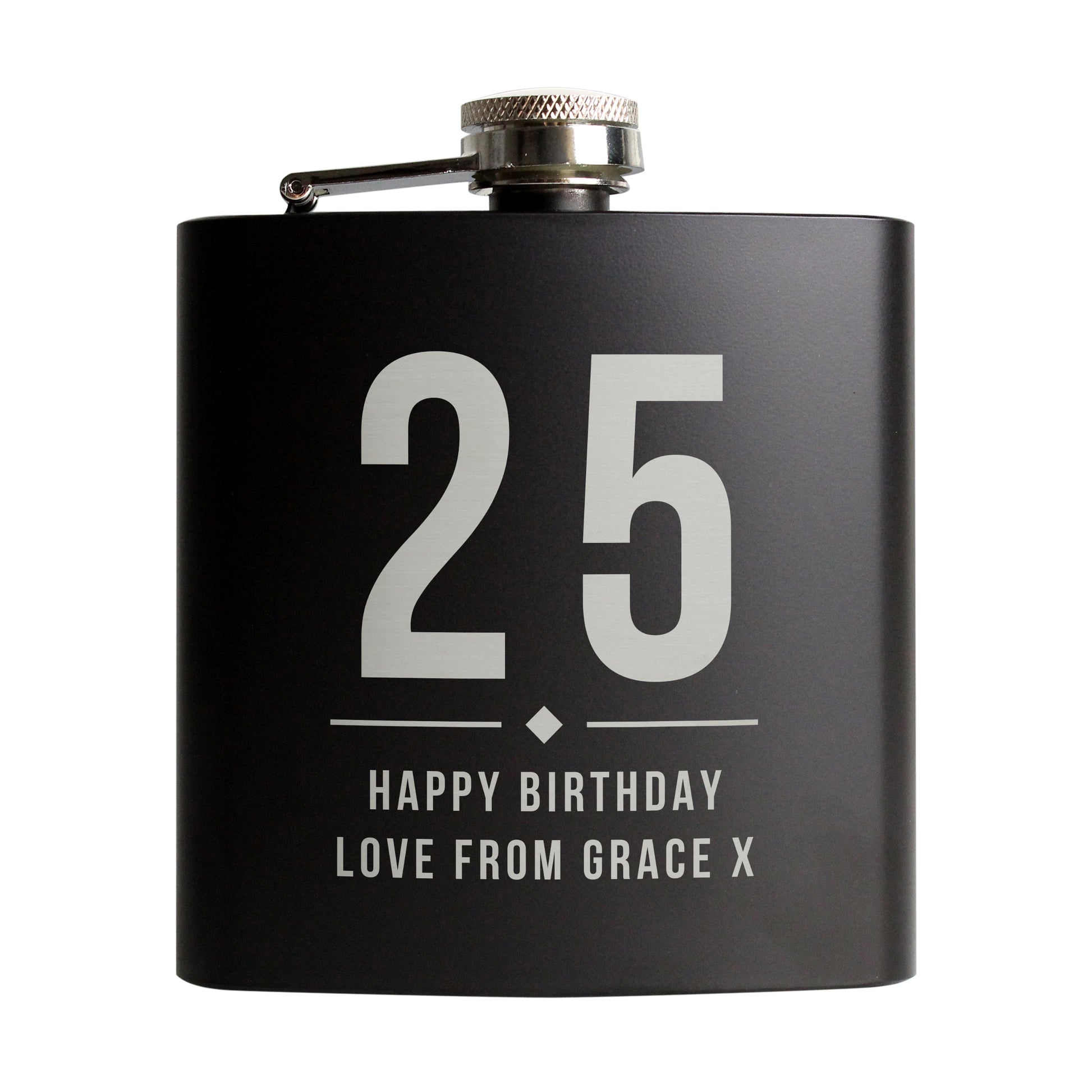 Personalised Big Numbers Black Hip Flask - MK&JD Gifts