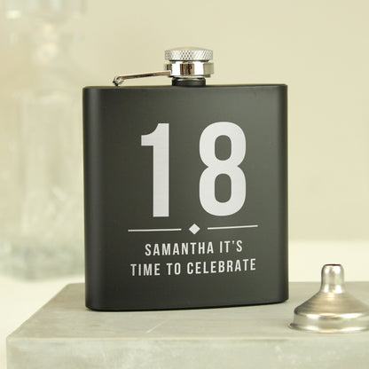 Personalised Big Numbers Black Hip Flask - MK&JD Gifts