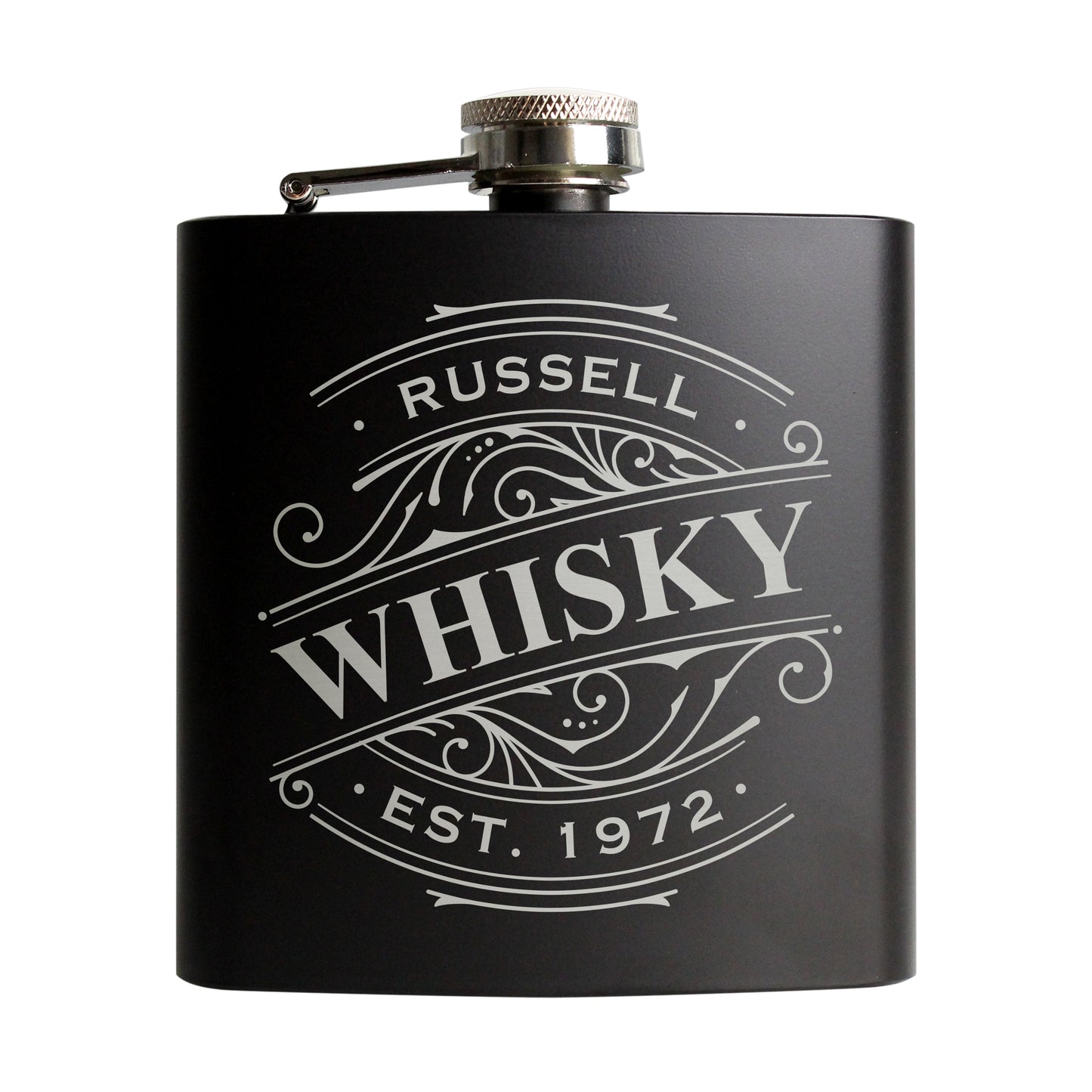 Personalised Spirit Black Hip Flask - MK&JD Gifts