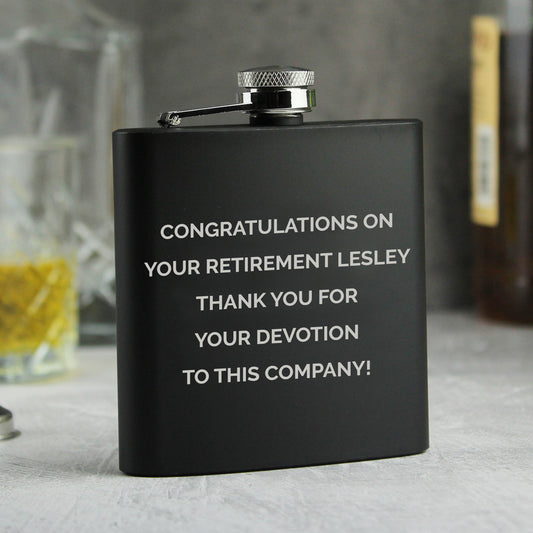 Personalised Free Text Black Hip Flask - MK&JD Gifts