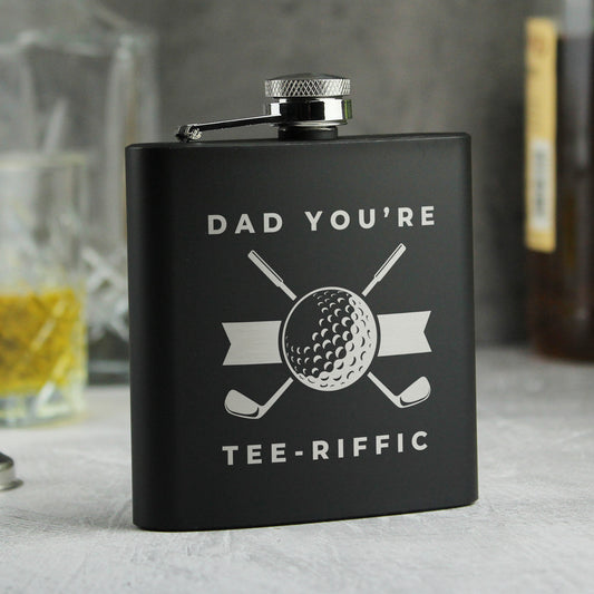 Personalised Golf Black Hip Flask - MK&JD Gifts