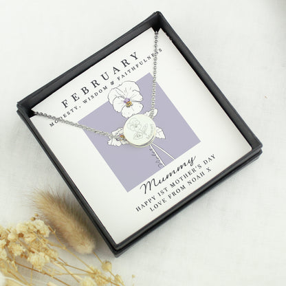 Personalised February Birth Flower Necklace and Box - MK&JD Gifts