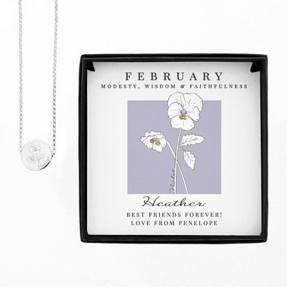 Personalised February Birth Flower Necklace and Box - MK&JD Gifts