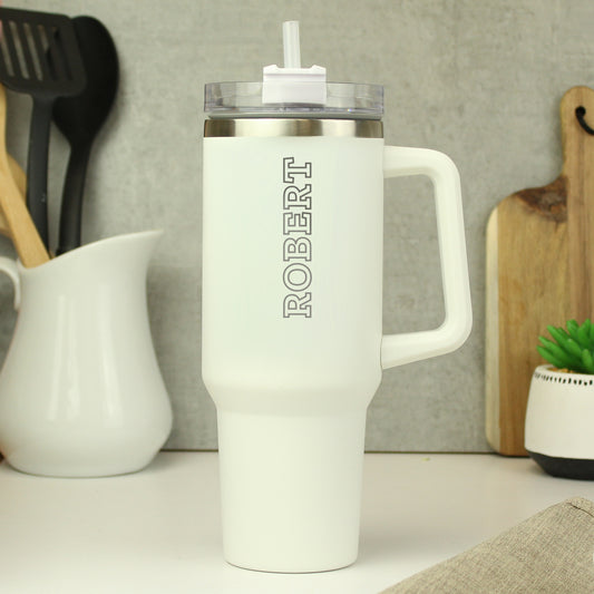Personalised 40oz White Travel Cup - MK&JD Gifts