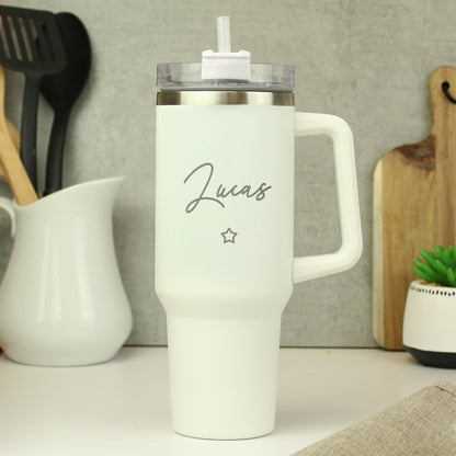 Personalised Star 40oz White Travel Cup - MK&JD Gifts
