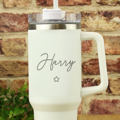 Personalised Star 40oz White Travel Cup - MK&JD Gifts