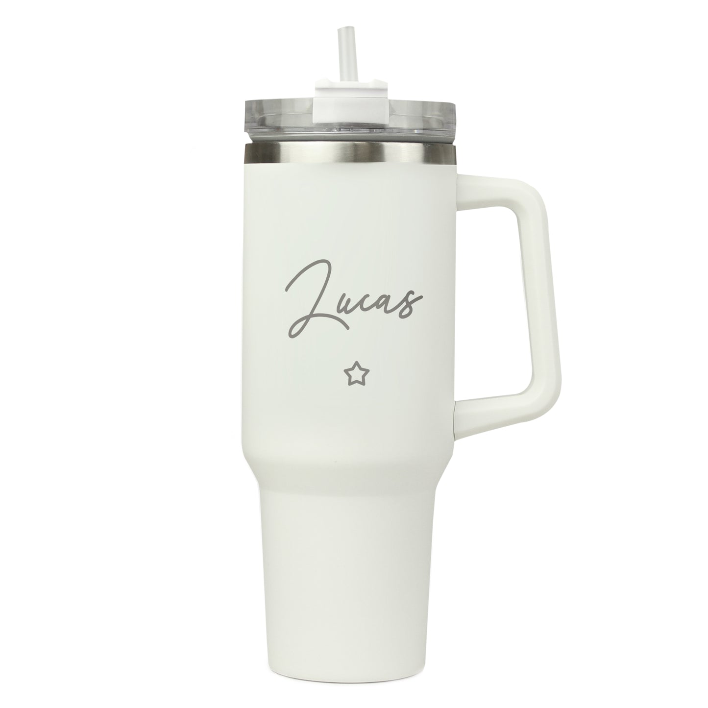 Personalised Star 40oz White Travel Cup - MK&JD Gifts