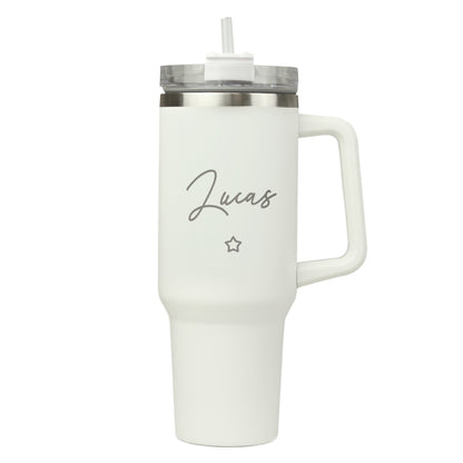 Personalised Star 40oz White Travel Cup - MK&JD Gifts