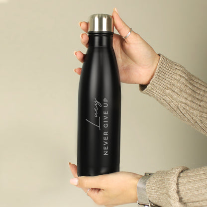 Personalised Two Lines Black Metal Insulated Drinks Bottle - MK&JD Gifts