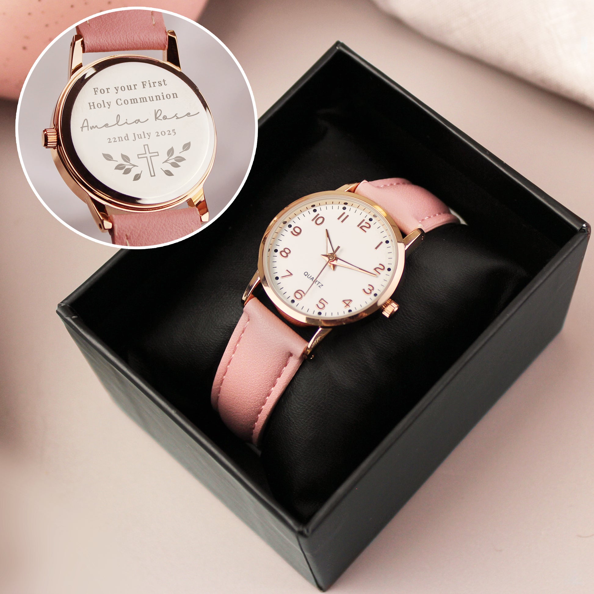 Personalised Holy Communion/Christening Pink Watch - MK&JD Gifts