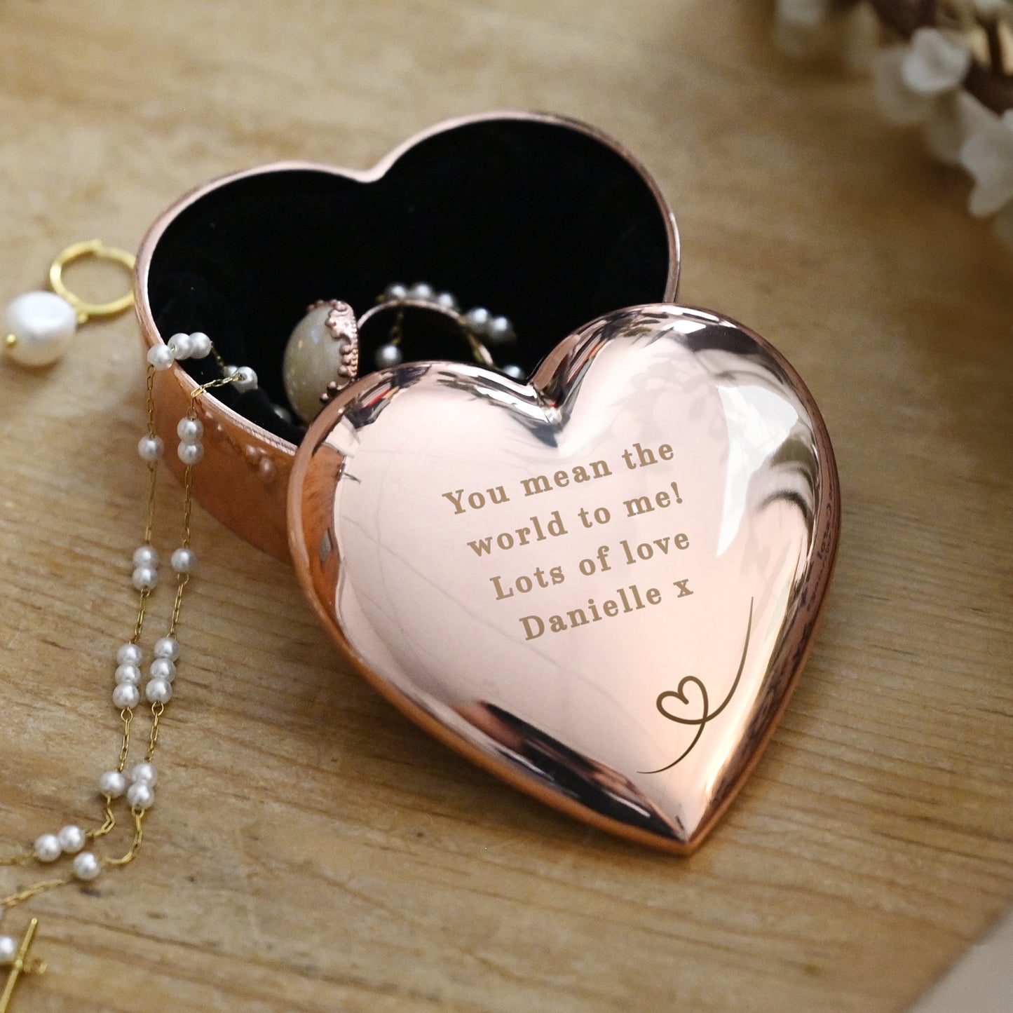 Personalised Rose Gold Heart Trinket Box - MK&JD Gifts