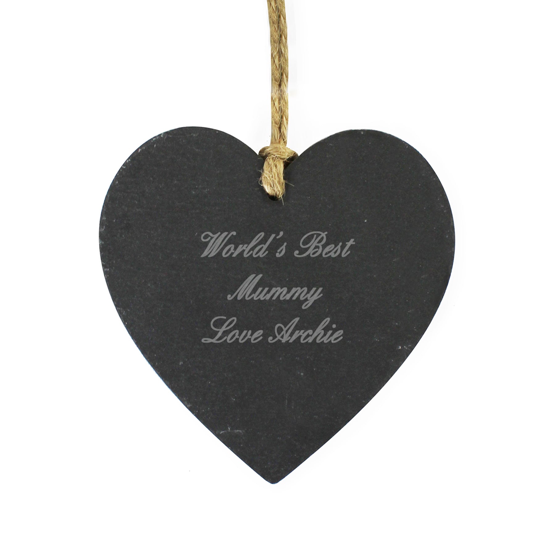 Personalised Script Engraved Slate Heart Decoration - MK&JD Gifts