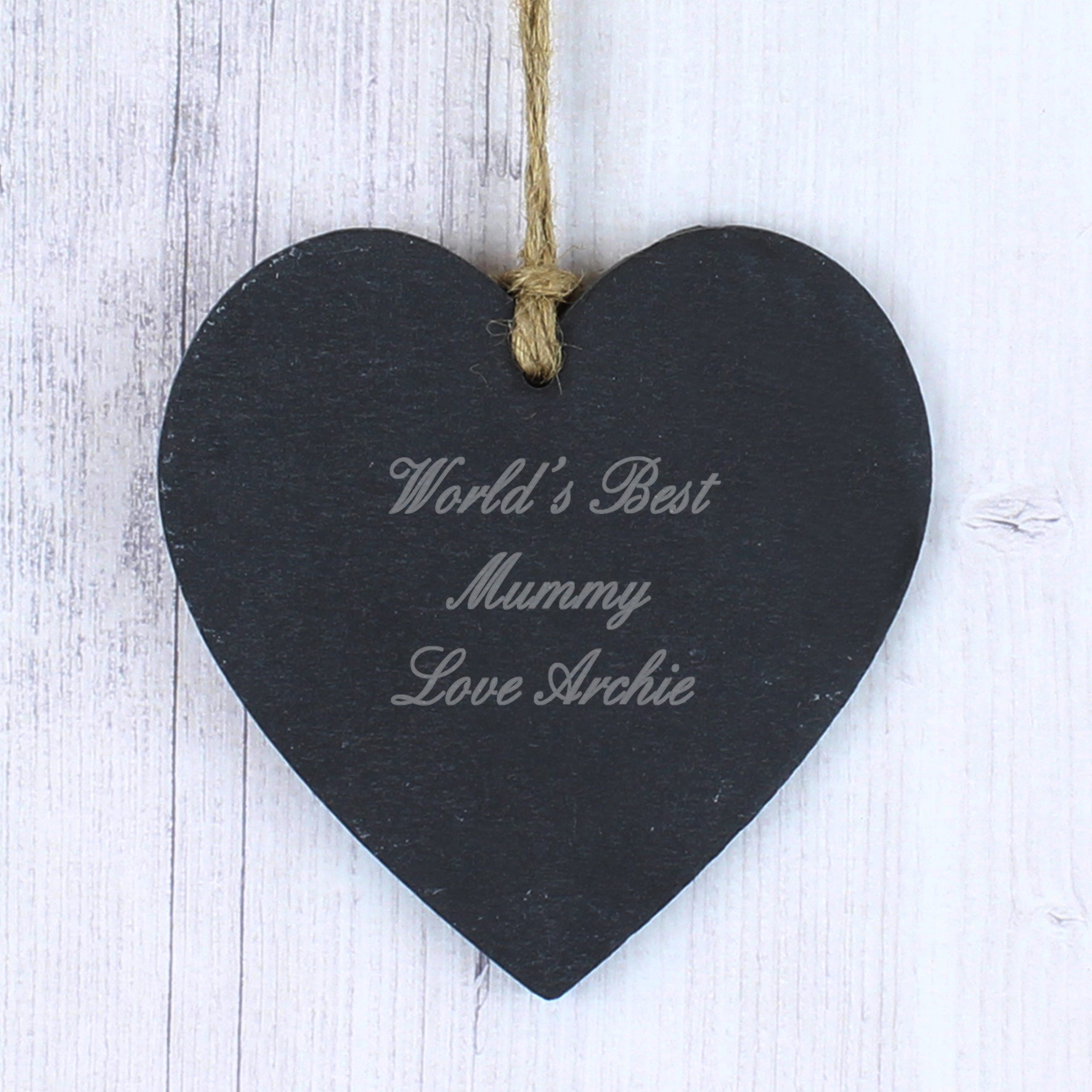Personalised Script Engraved Slate Heart Decoration - MK&JD Gifts