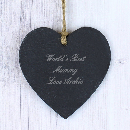 Personalised Script Engraved Slate Heart Decoration - MK&JD Gifts