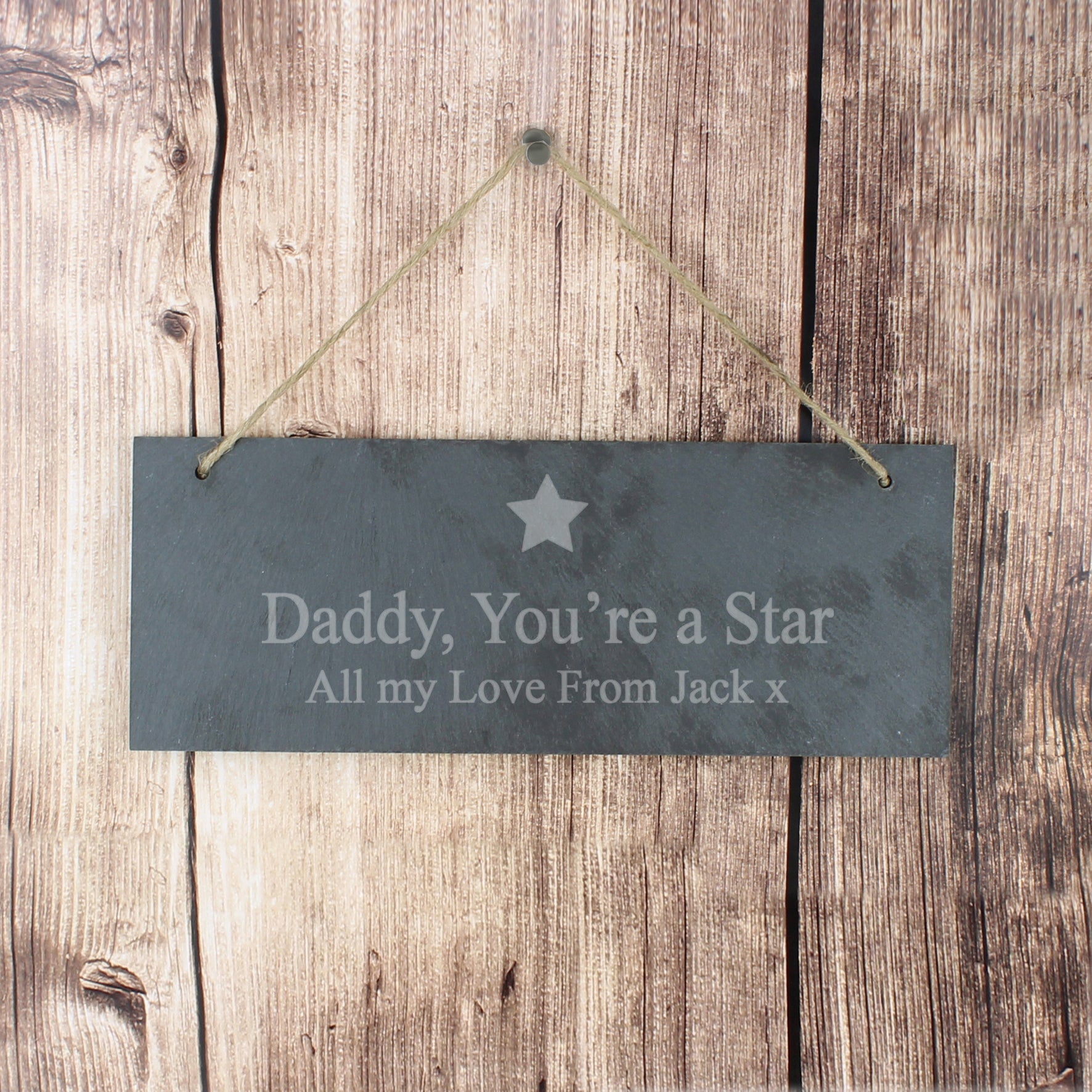 Personalised Star Motif Hanging Slate Plaque - MK&JD Gifts