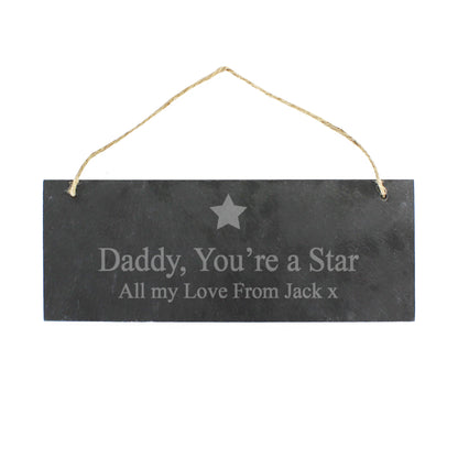 Personalised Star Motif Hanging Slate Plaque - MK&JD Gifts