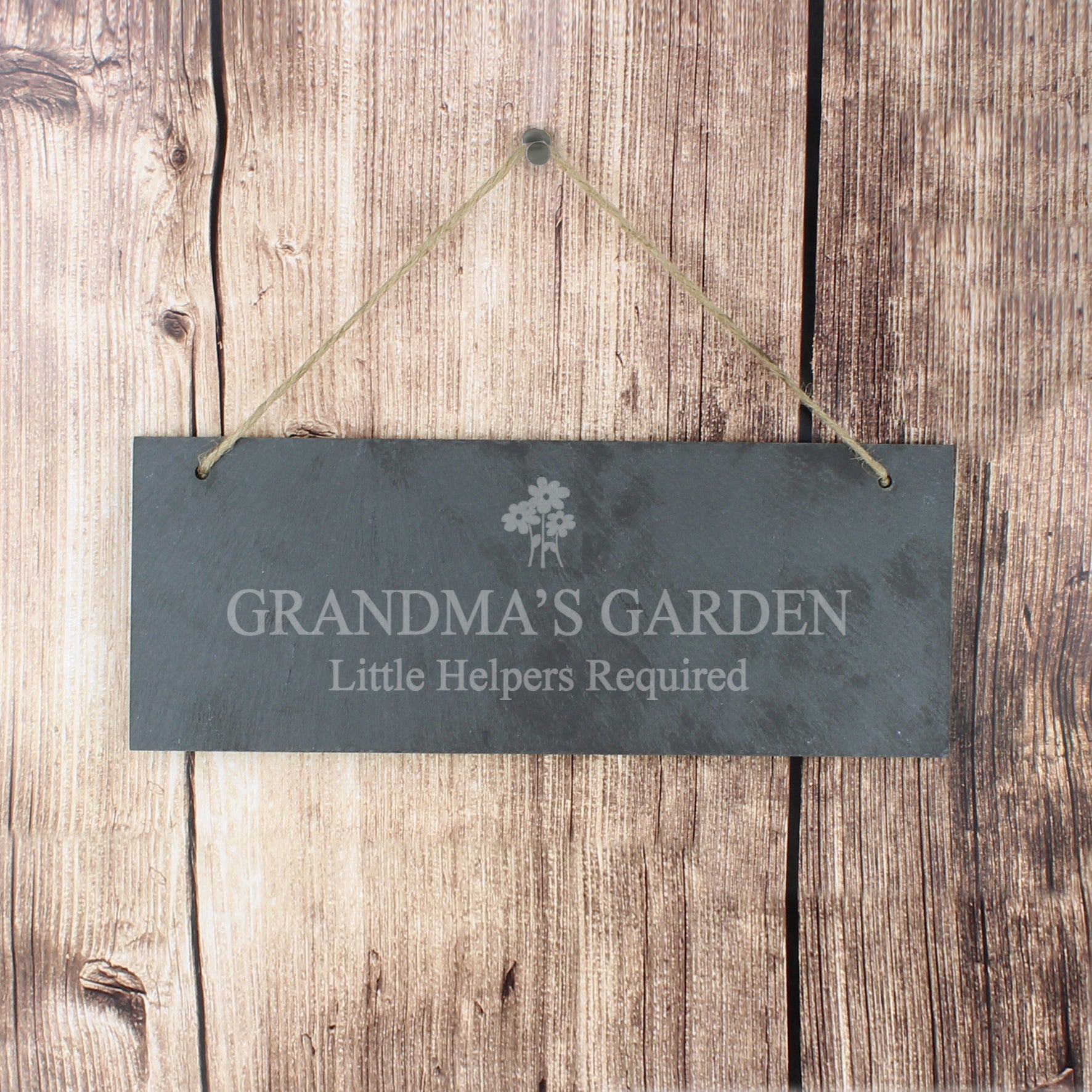 Personalised Flower Motif Hanging Slate Plaque - MK&JD Gifts
