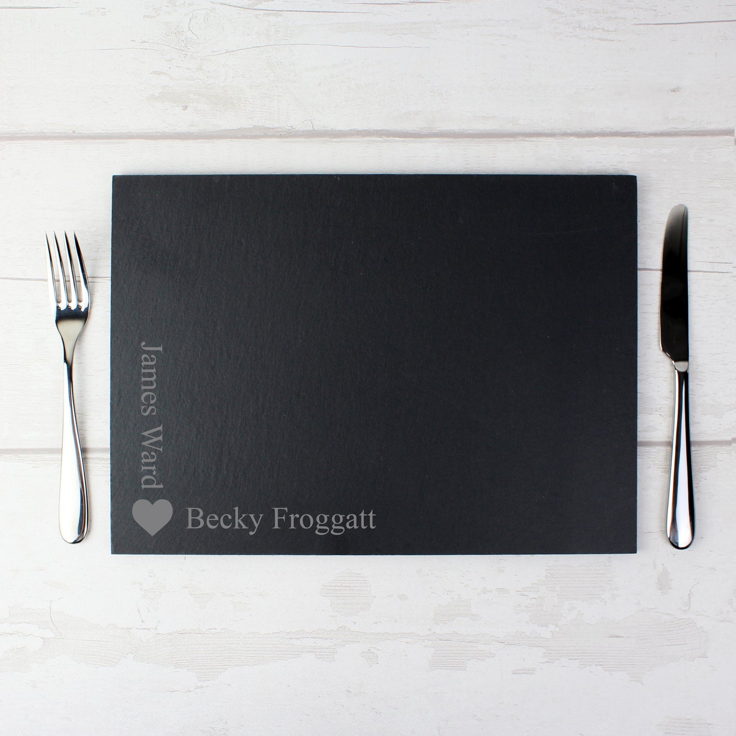 Personalised Heart Motif Slate Placemat - MK&JD Gifts