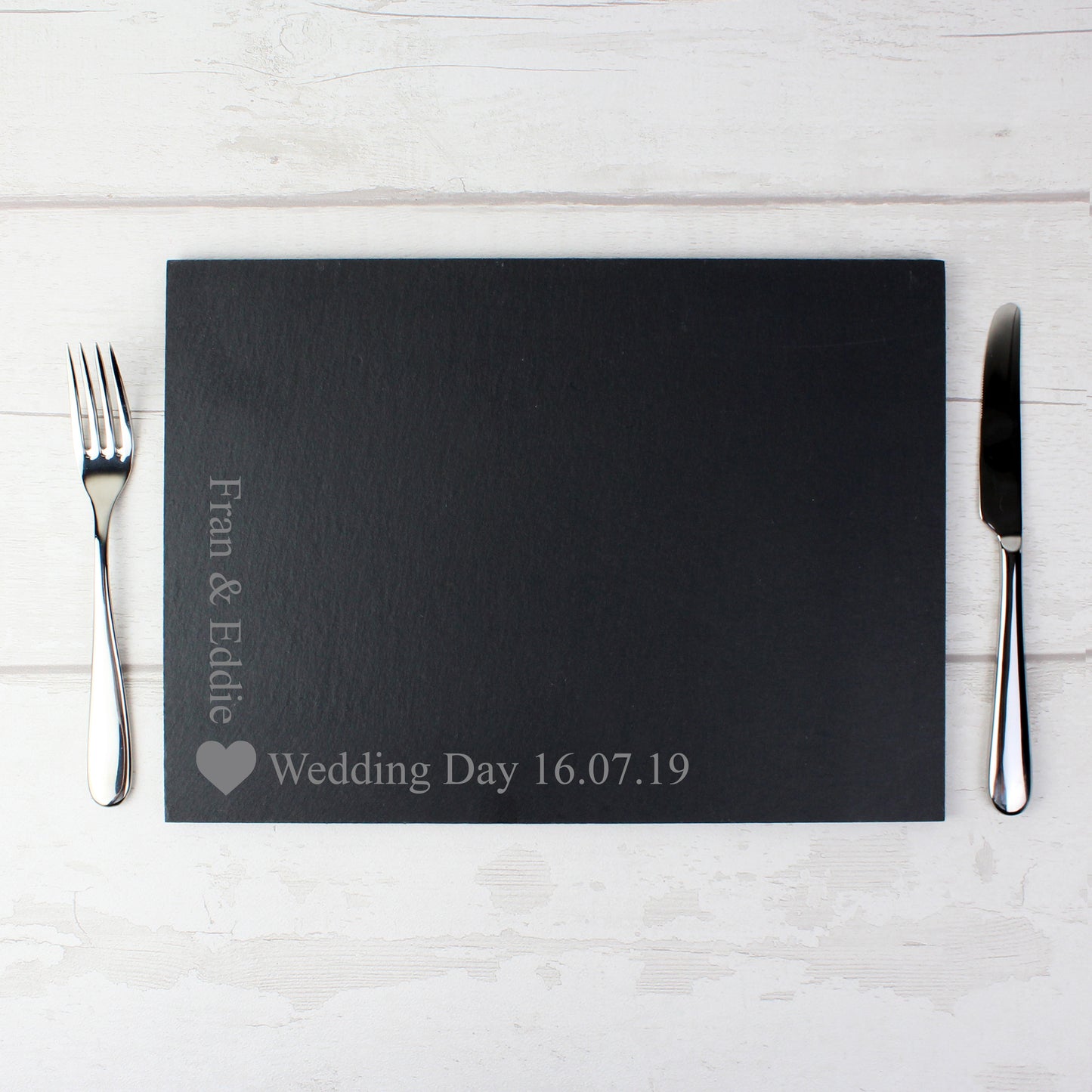 Personalised Heart Motif Slate Placemat - MK&JD Gifts