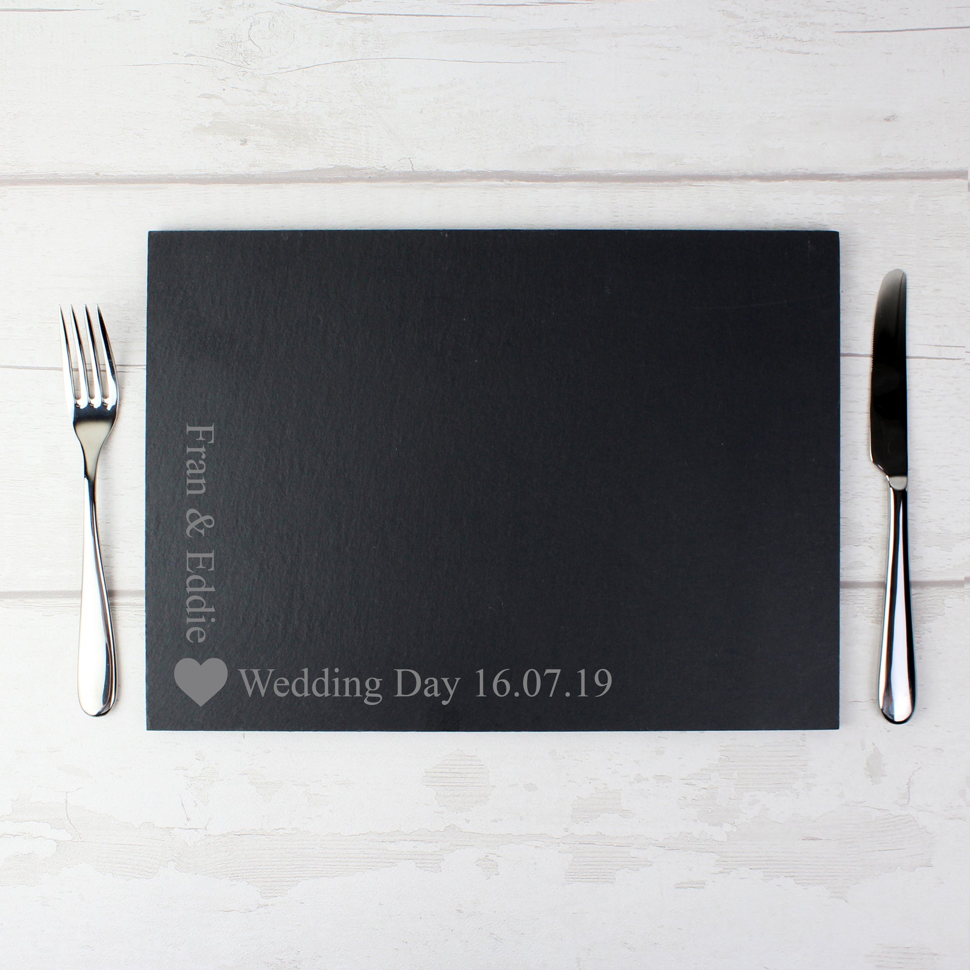Personalised Heart Motif Slate Placemat - MK&JD Gifts