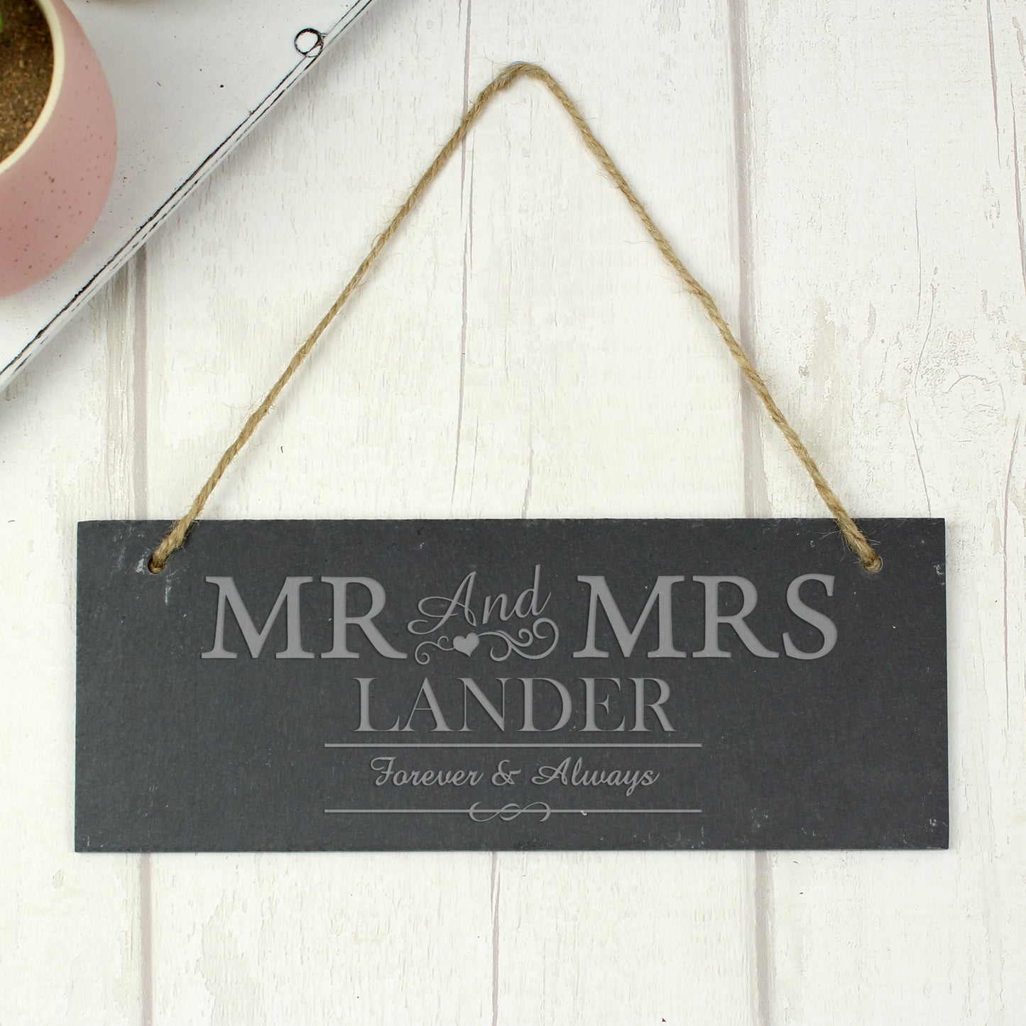 Personalised Mr & Mrs Hanging Slate Plaque - MK&JD Gifts
