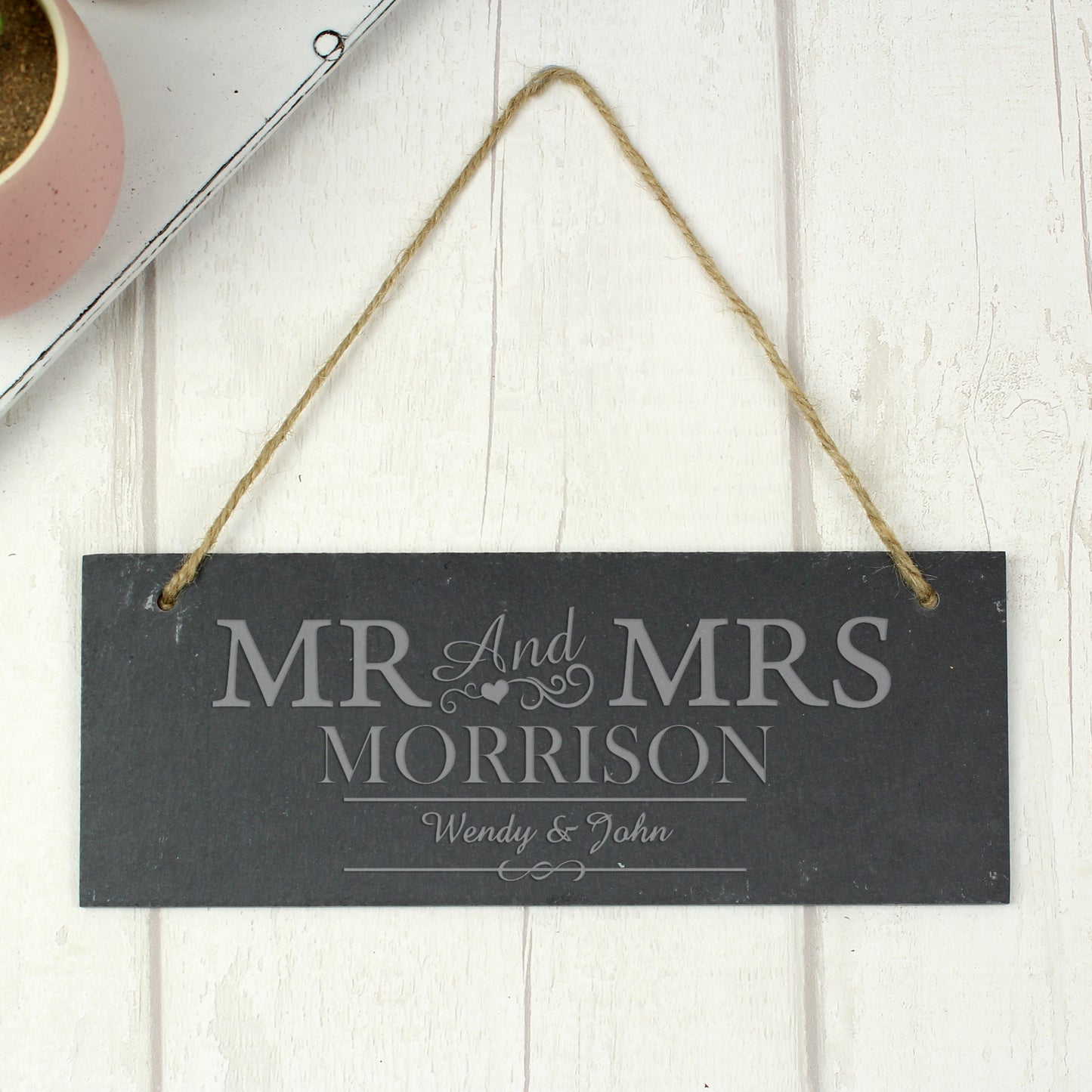Personalised Mr & Mrs Hanging Slate Plaque - MK&JD Gifts