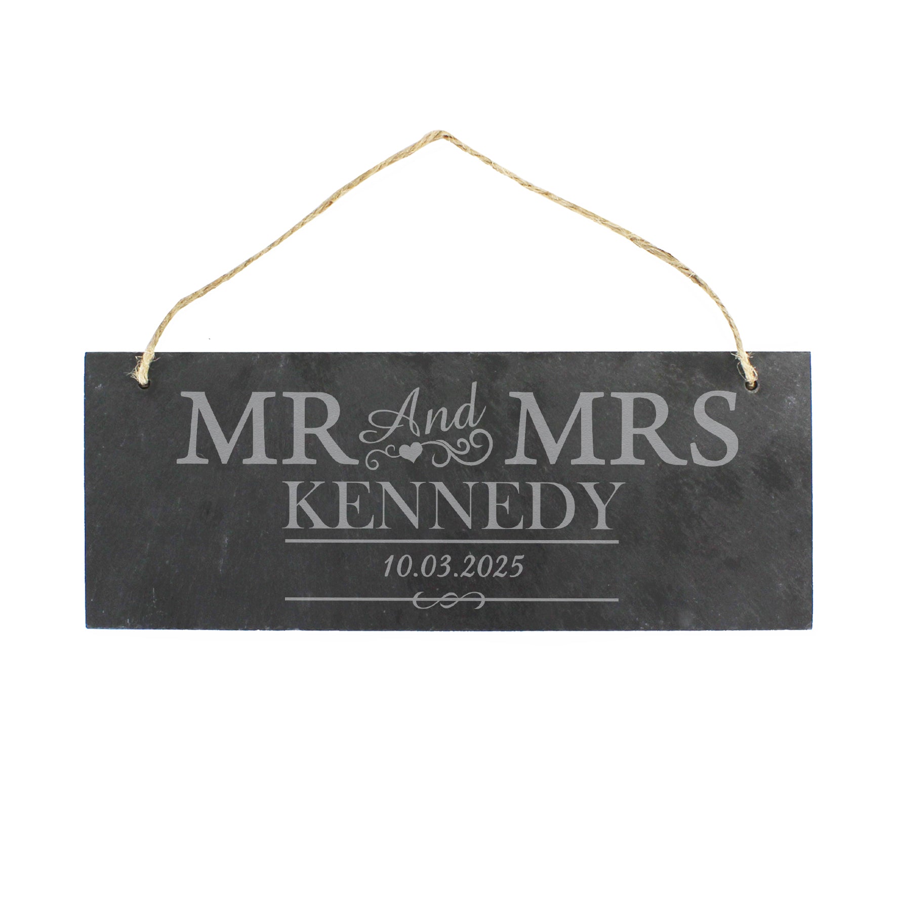 Personalised Mr & Mrs Hanging Slate Plaque - MK&JD Gifts