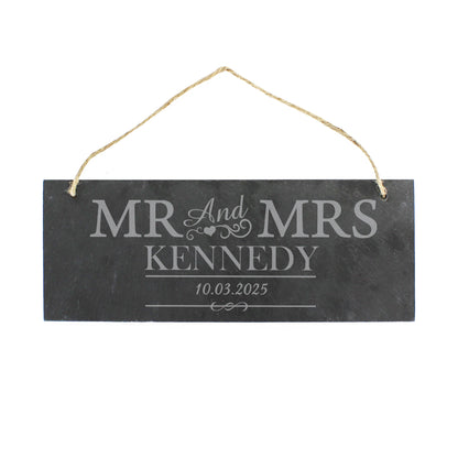 Personalised Mr & Mrs Hanging Slate Plaque - MK&JD Gifts