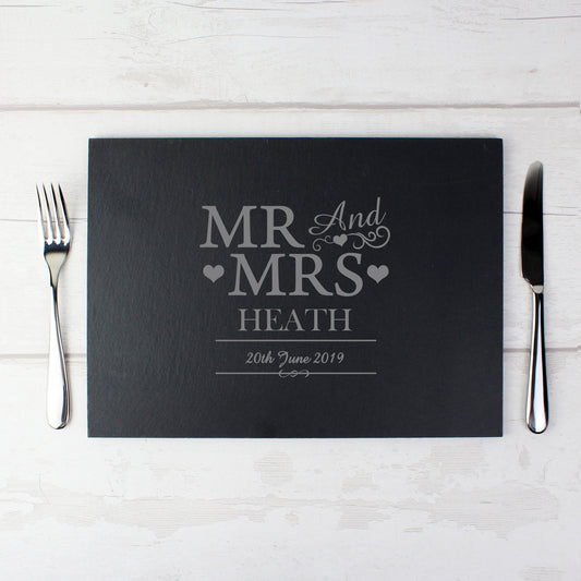 Personalised Mr & Mrs Slate Placemat