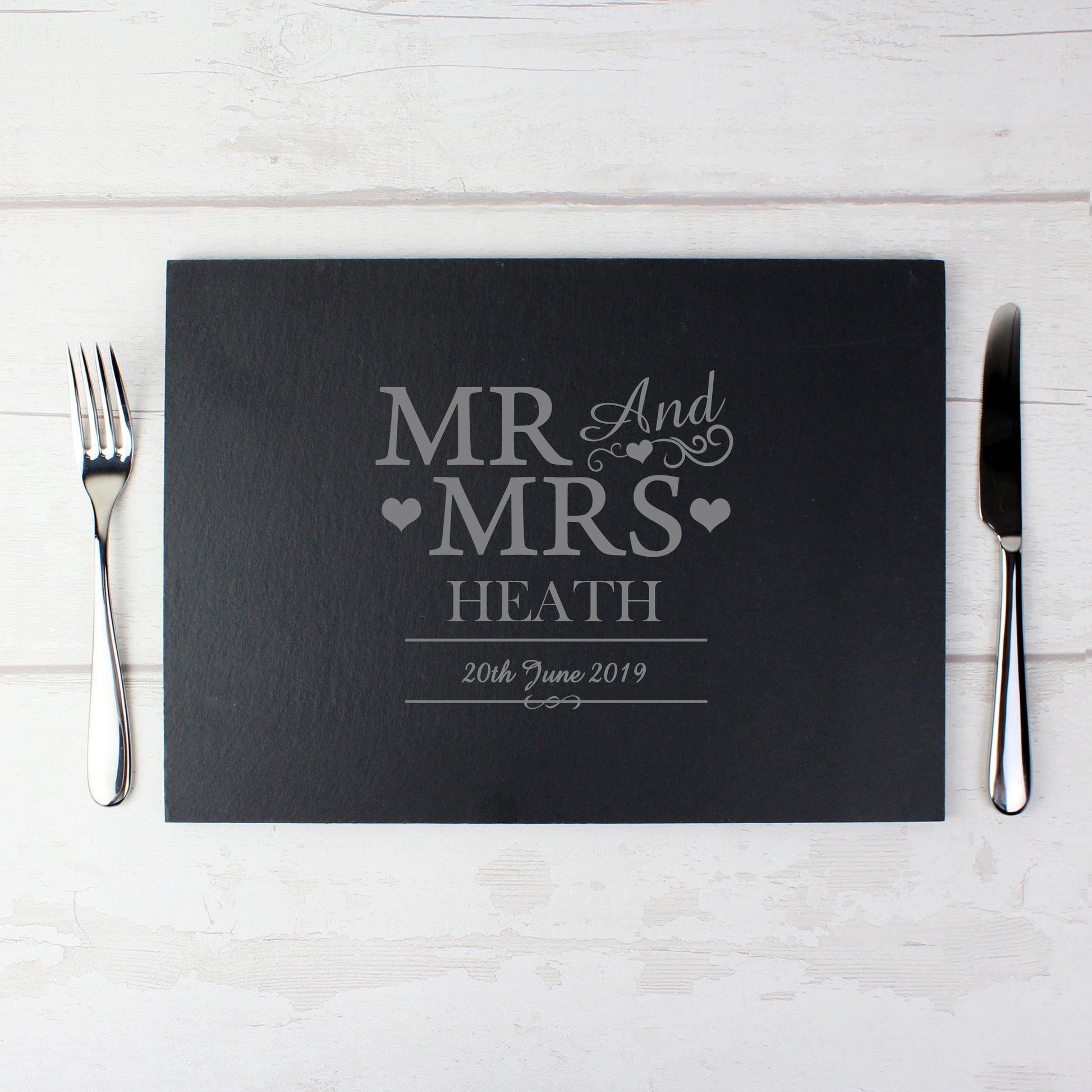 Personalised Mr & Mrs Slate Placemat - MK&JD Gifts