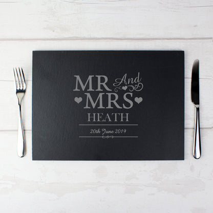 Personalised Mr & Mrs Slate Placemat - MK&JD Gifts