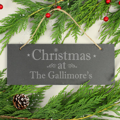 Personalised Christmas Hanging Slate Plaque - MK&JD Gifts