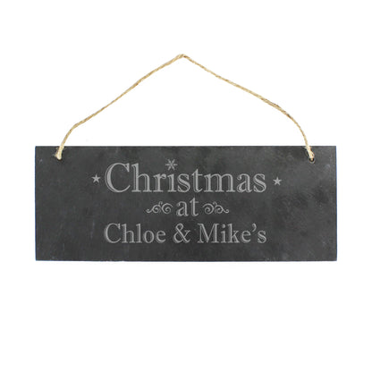 Personalised Christmas Hanging Slate Plaque - MK&JD Gifts