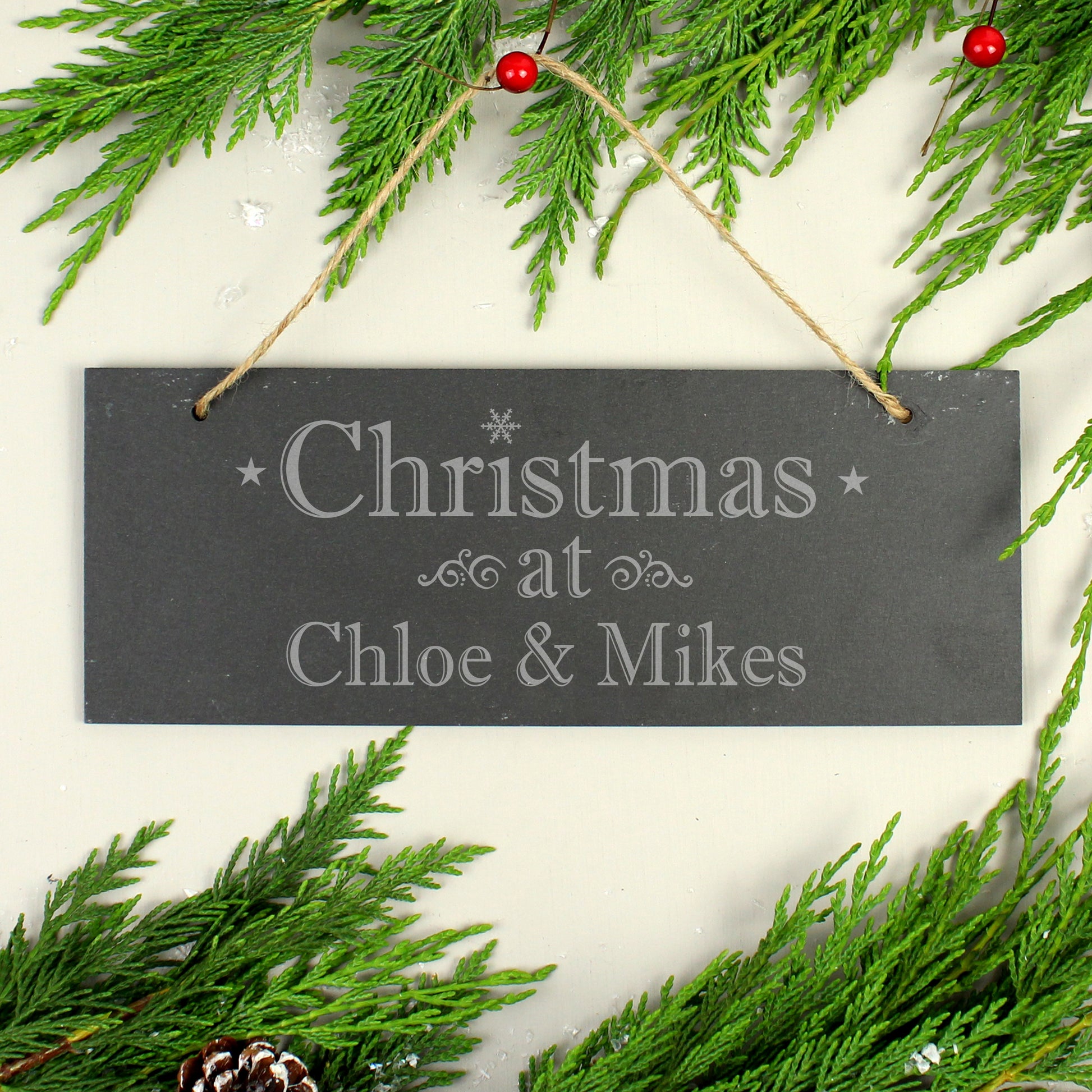 Personalised Christmas Hanging Slate Plaque - MK&JD Gifts