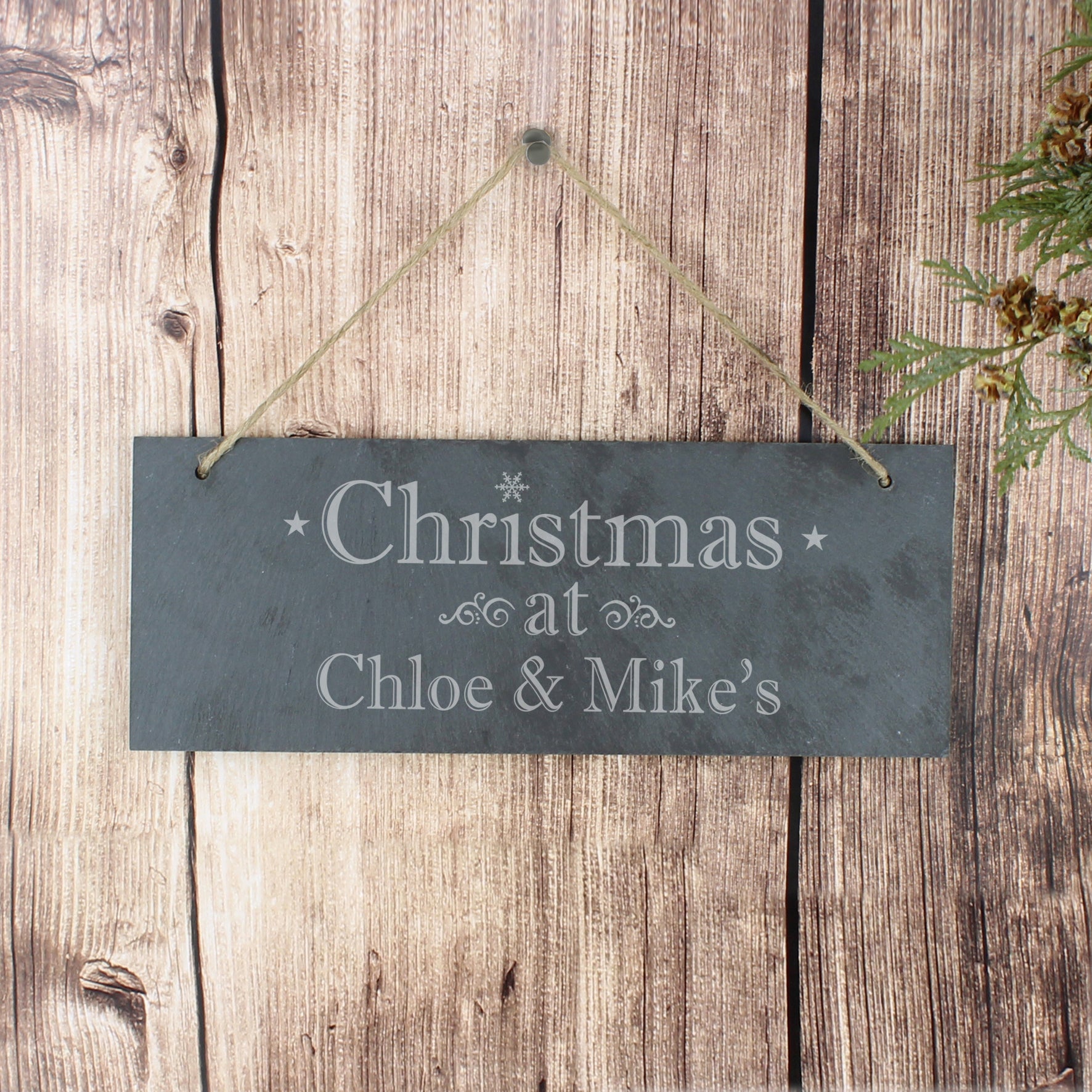 Personalised Christmas Hanging Slate Plaque - MK&JD Gifts