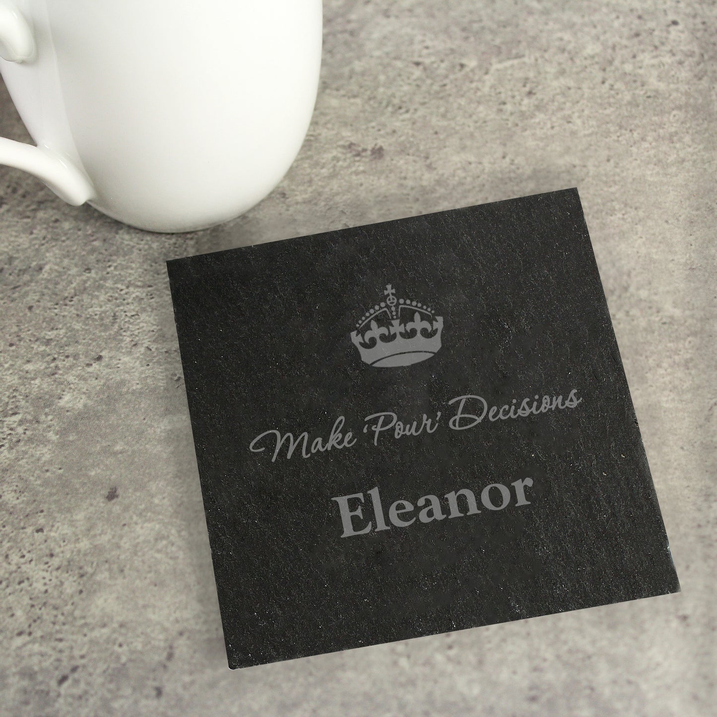 Personalised Crown Motif Single Slate Coaster - MK&JD Gifts