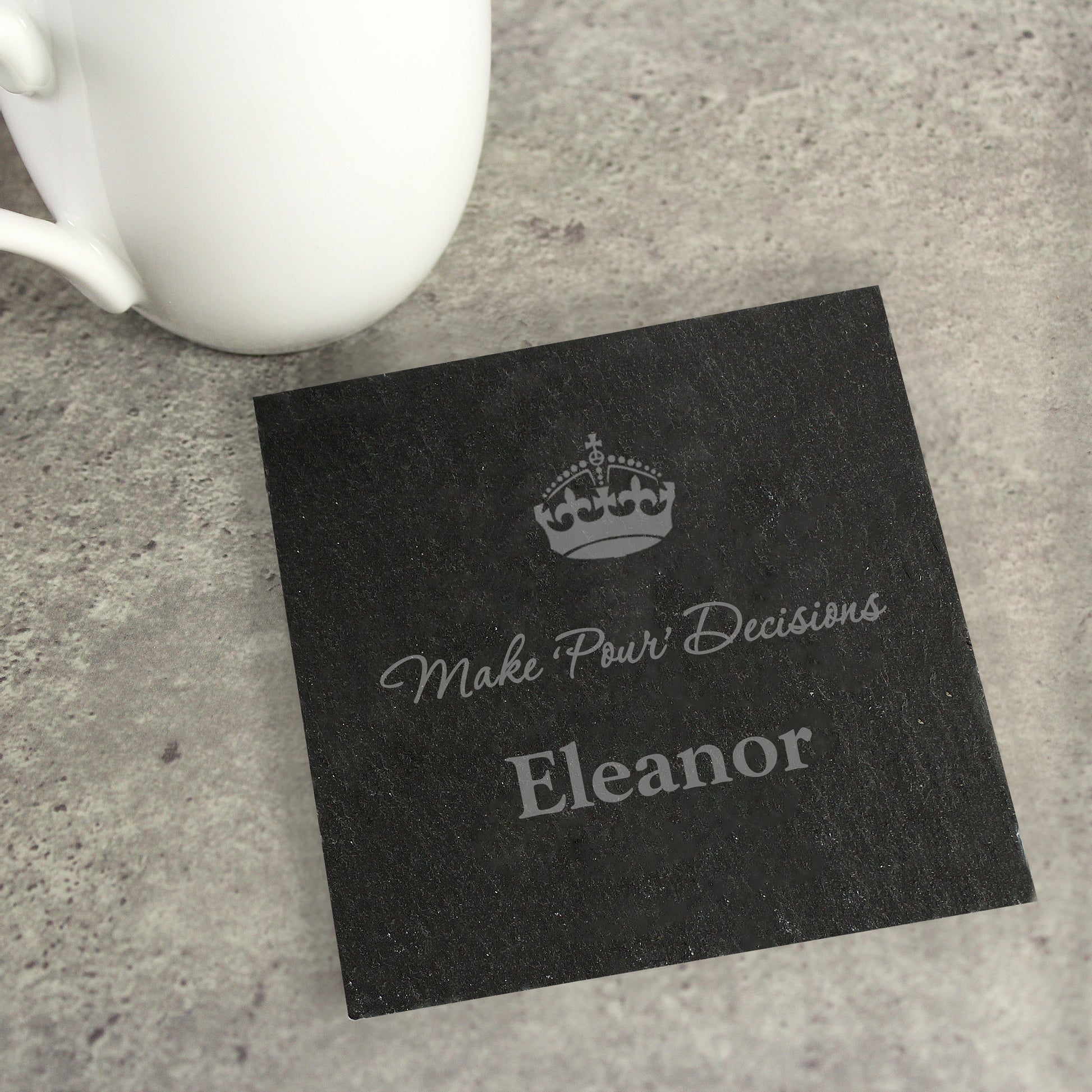 Personalised Crown Motif Single Slate Coaster - MK&JD Gifts
