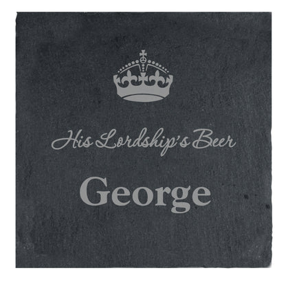 Personalised Crown Motif Single Slate Coaster - MK&JD Gifts