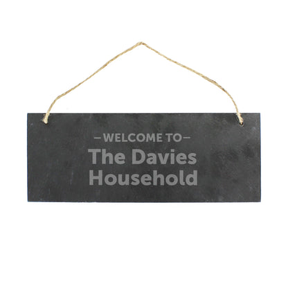 Personalised Welcome To... Hanging Slate Plaque - MK&JD Gifts