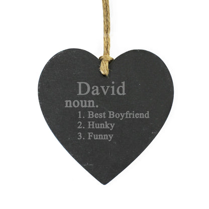 Personalised Word Definition Slate Heart Decoration - MK&JD Gifts