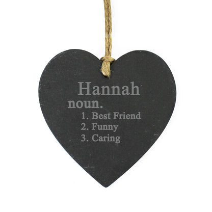 Personalised Word Definition Slate Heart Decoration - MK&JD Gifts