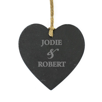 Personalised Couples Slate Heart Decoration - MK&JD Gifts