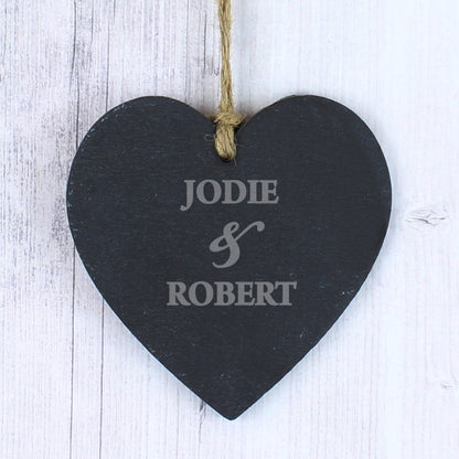 Personalised Couples Slate Heart Decoration - MK&JD Gifts