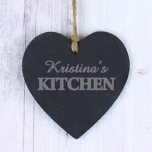 Personalised Kitchen Slate Heart Decoration - MK&JD Gifts