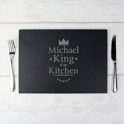 Personalised King of the Kitchen Slate Placemat - MK&JD Gifts