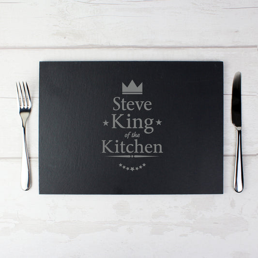 Personalised King of the Kitchen Slate Placemat - MK&JD Gifts