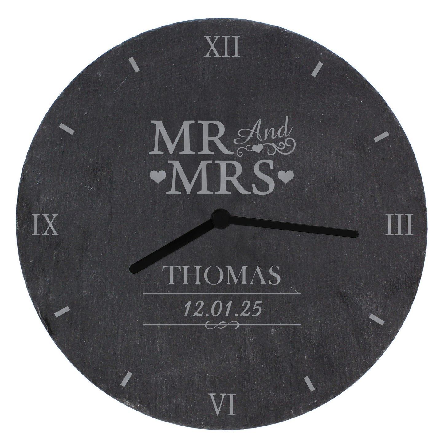 Personalised Mr & Mrs Slate Clock - MK&JD Gifts