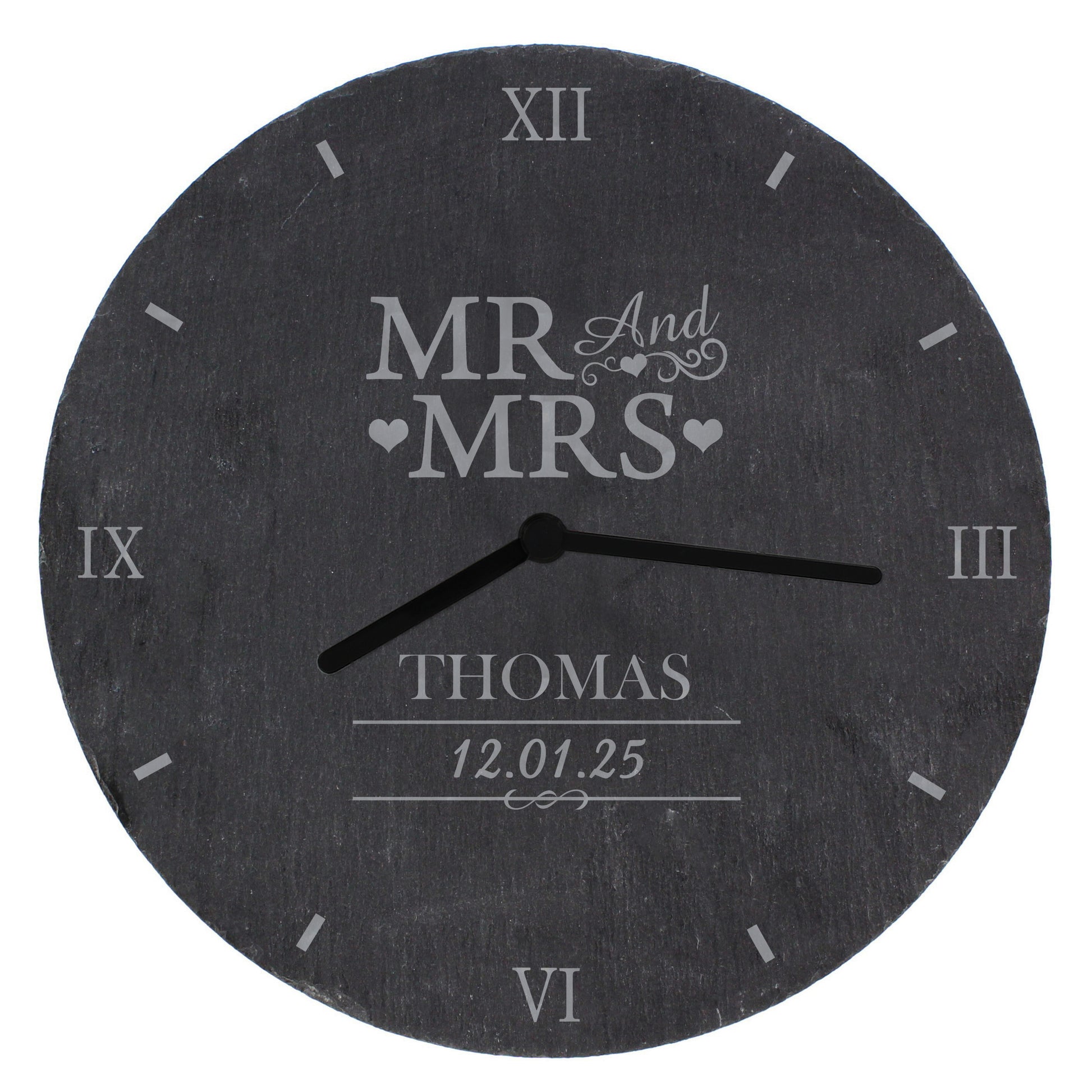 Personalised Mr & Mrs Slate Clock - MK&JD Gifts