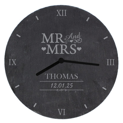 Personalised Mr & Mrs Slate Clock - MK&JD Gifts